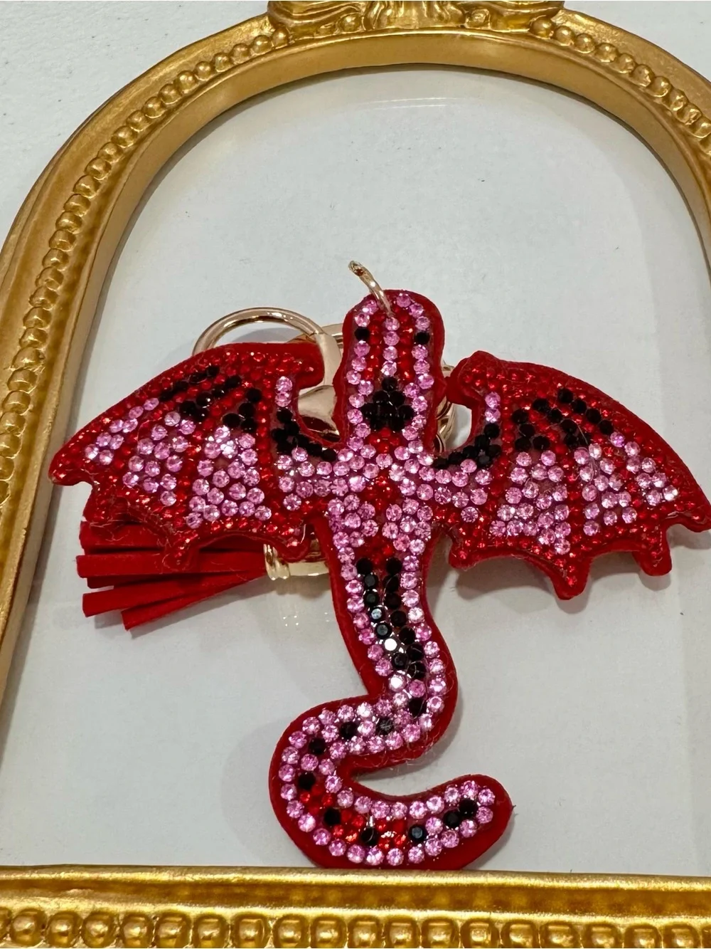 New Red Crystal Dragon Keychain